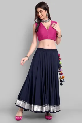 100 Kalis Navy Blue Skirt with Silver Border