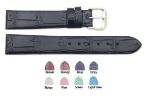 Alligator Grain Flat Genuine Leather Watch Strap - Assorted Colors