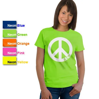 Alpha Epsilon Phi Neon Peace Sign Printed Tee - Gildan 500 - CAD