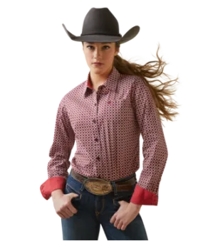 Ariat Ladies Red Kirby Stretch Fit Shirt-10046701