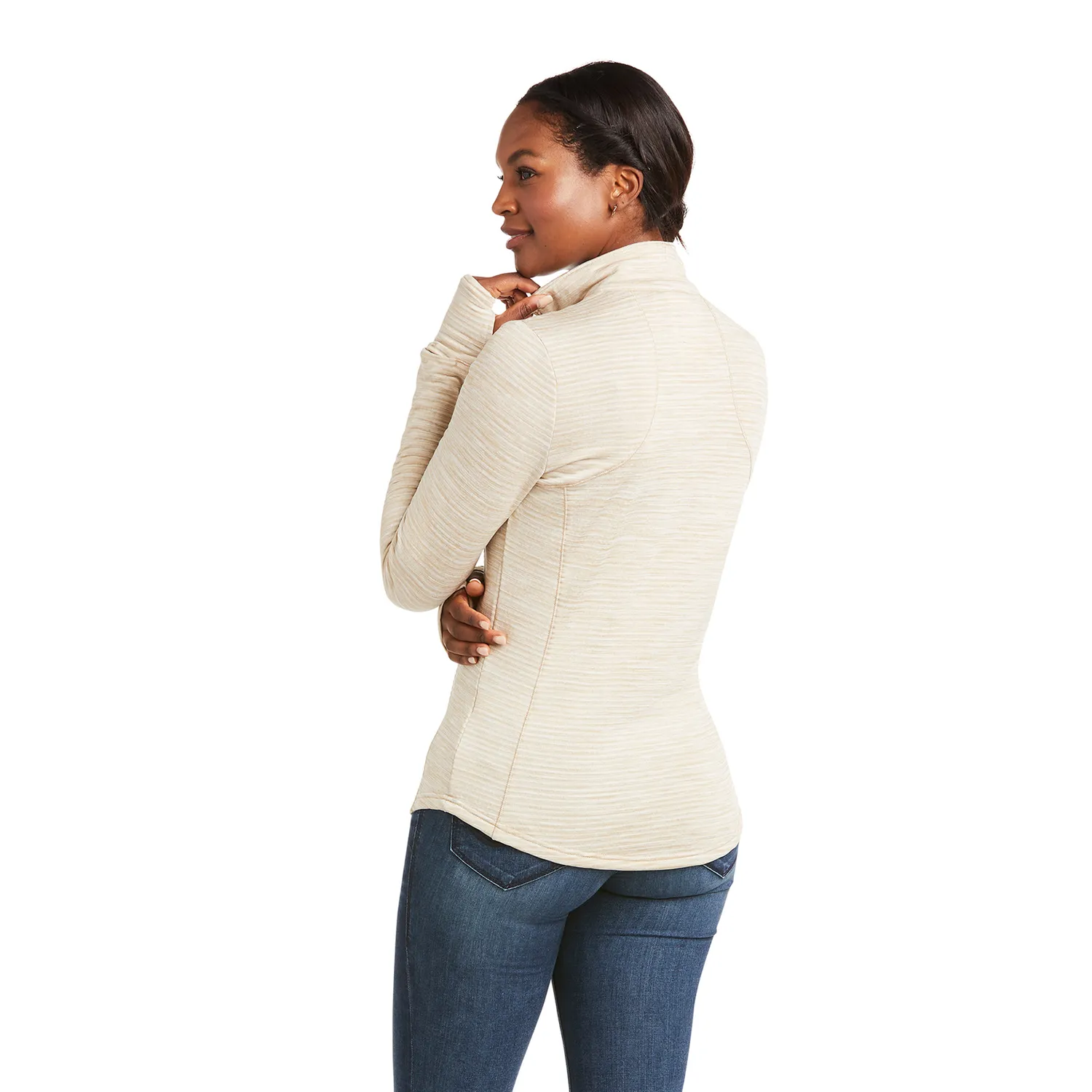 Ariat Women's Gridwork 1/4 Zip Baselayer - Raw Canvas