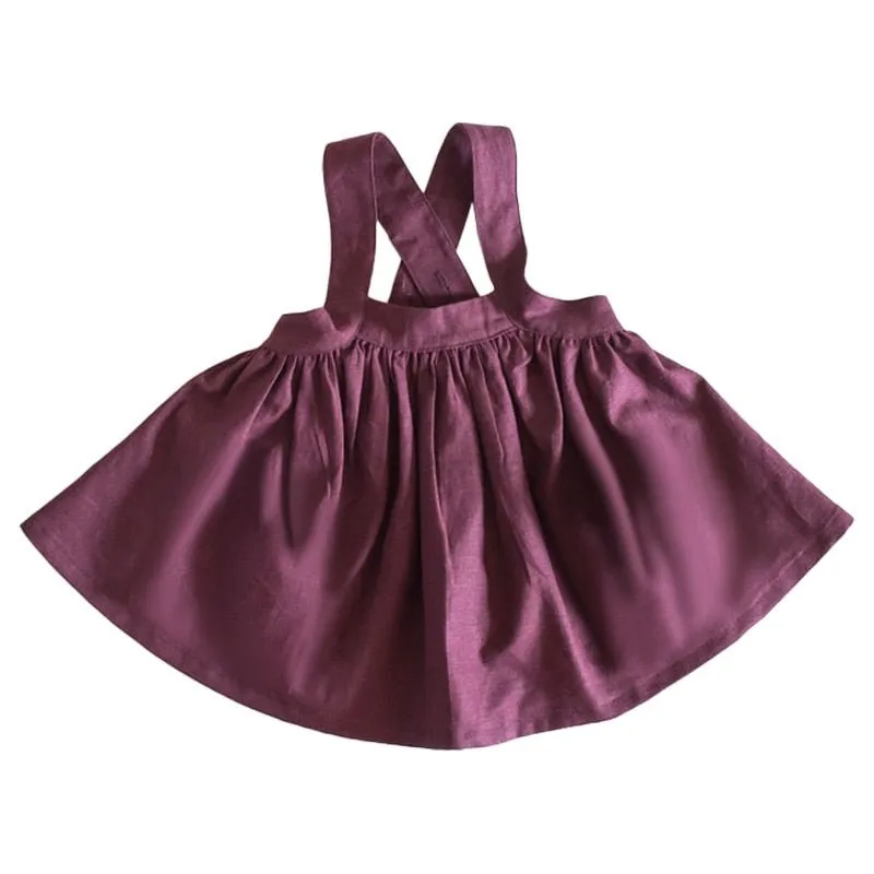 Autumn Princess Linen Puffy Skirt for Girls - Adjustable Straps, Casual and Chic