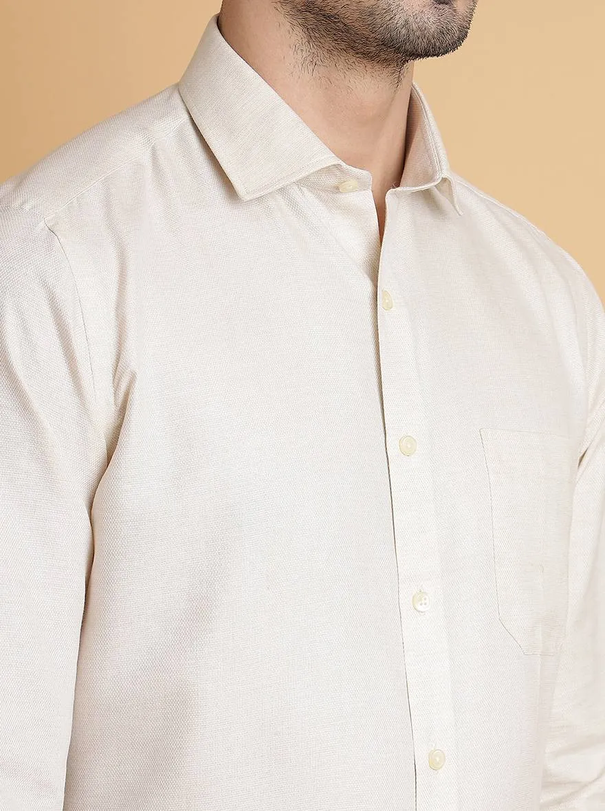 Beige Solid Slim Fit Formal Shirt | Greenfibre