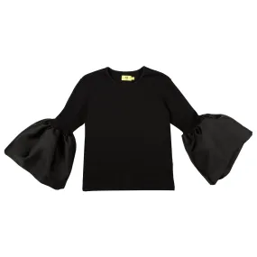 BLACK PUFF SLEEVES TOP