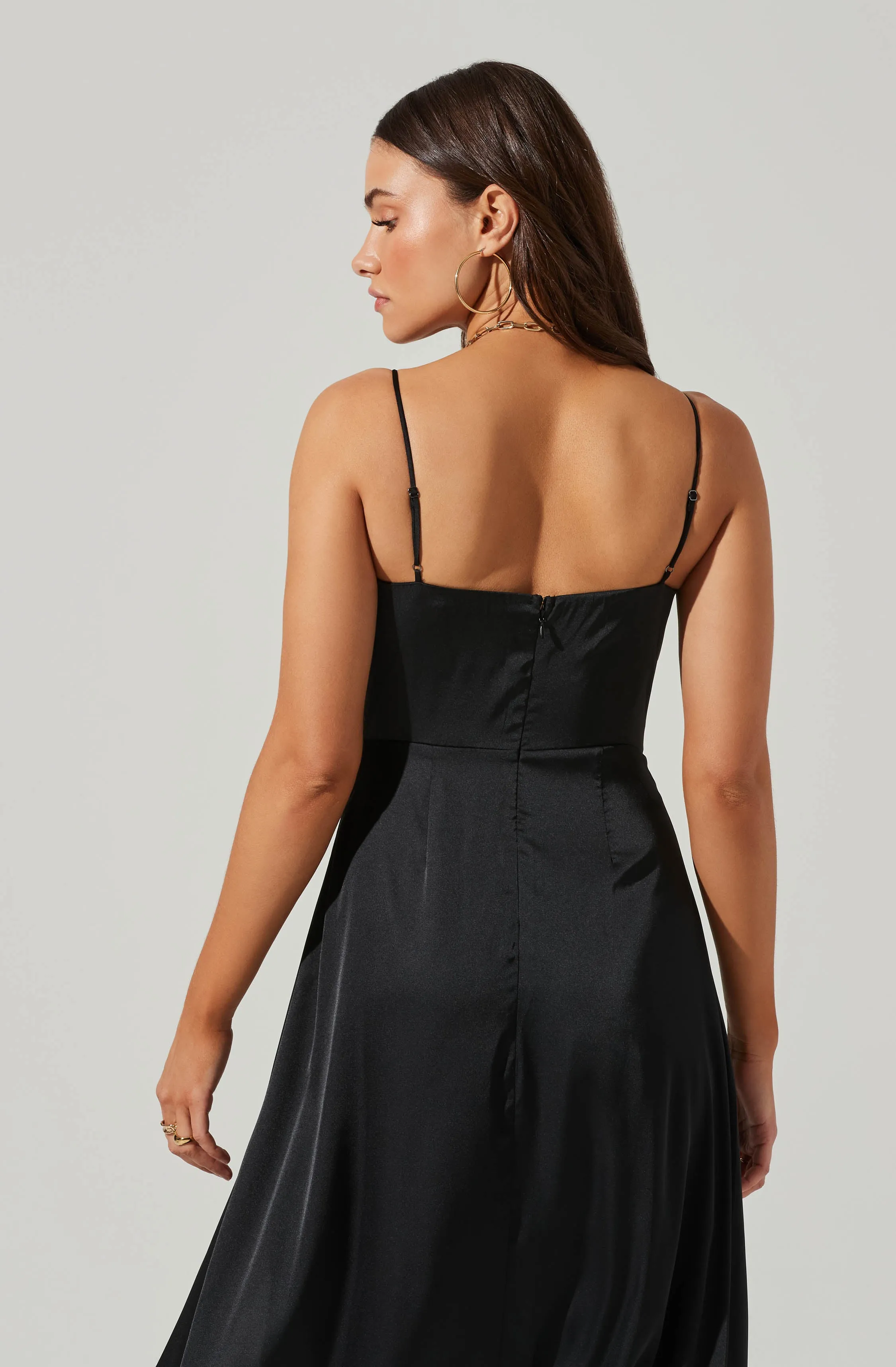 Bustier Satin Midi Dress