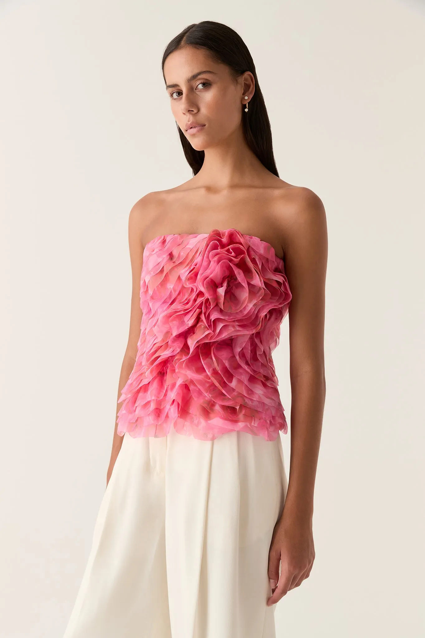 Charmed Rosette Ruffle Bustier