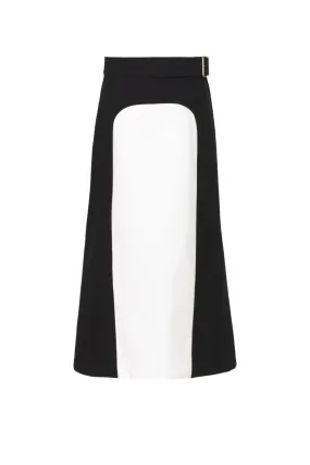 Chloé Two Tone Midi Skirt - Black/ White