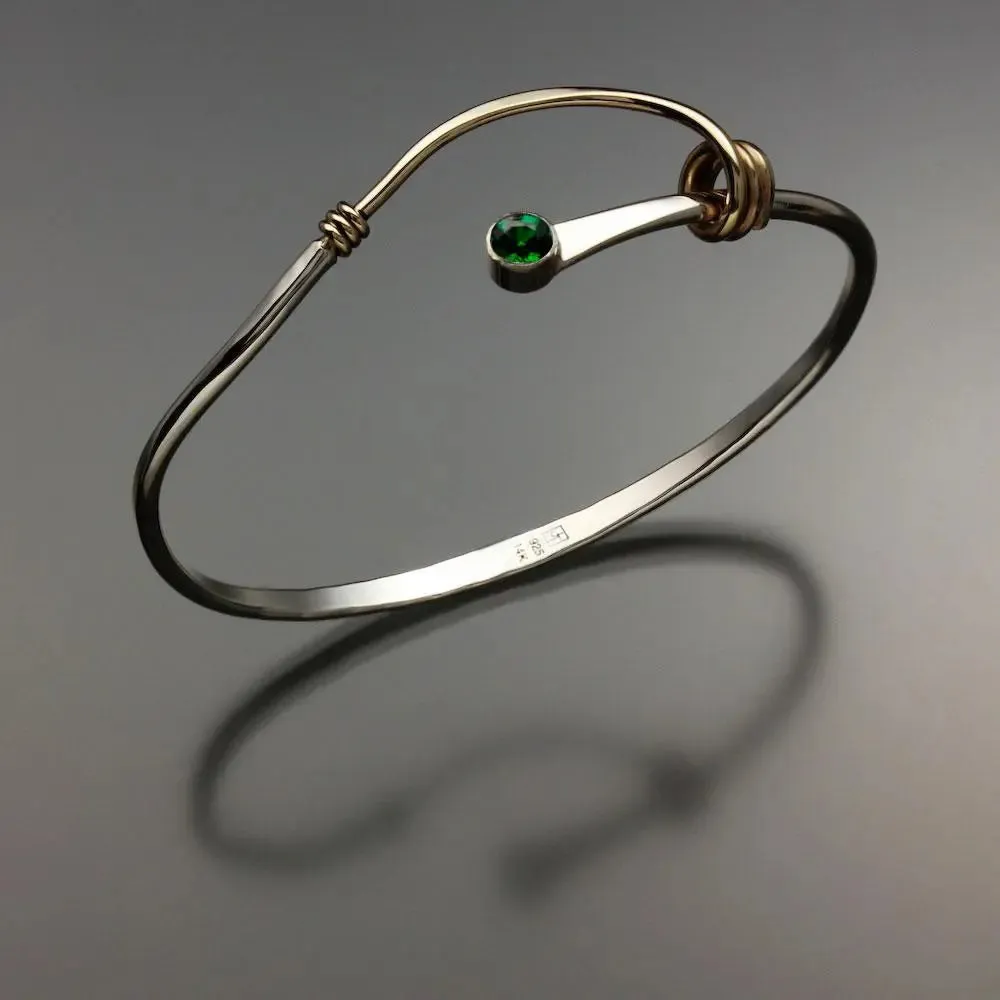 Chrome Diopside Bracelet BRA541CD Sterling Silver and 14K Gold by John Tzelepis Jewelry