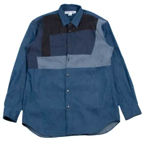 Comme des Garçons SHIRT Denim Patchwork Shirt Light Blue Mix