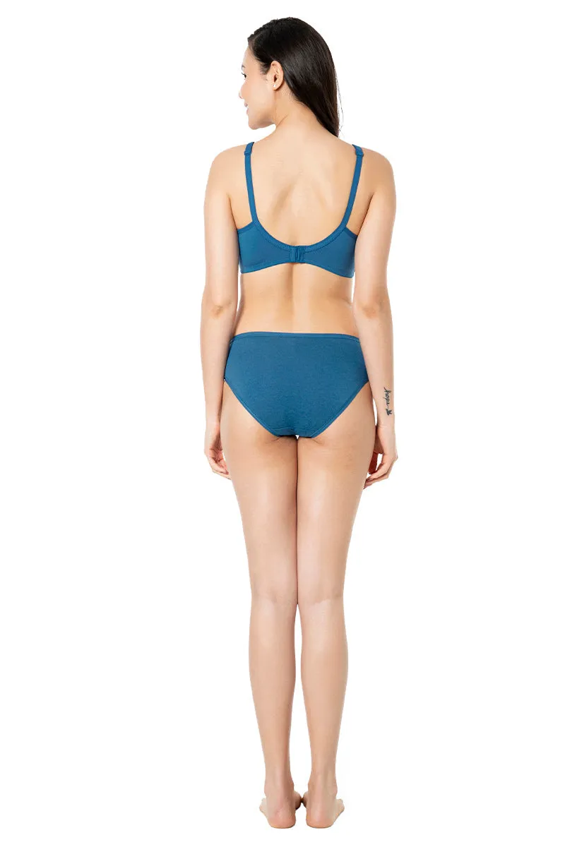 Cool Contour Solid Non Padded Non-Wired Super Support Bra - Blue Sapphire