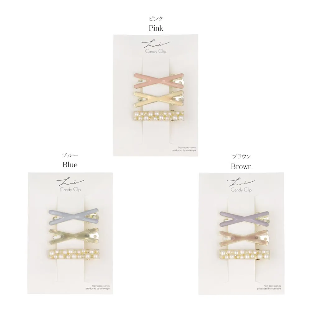 Cross and Pearl Mini Hair Clip Set