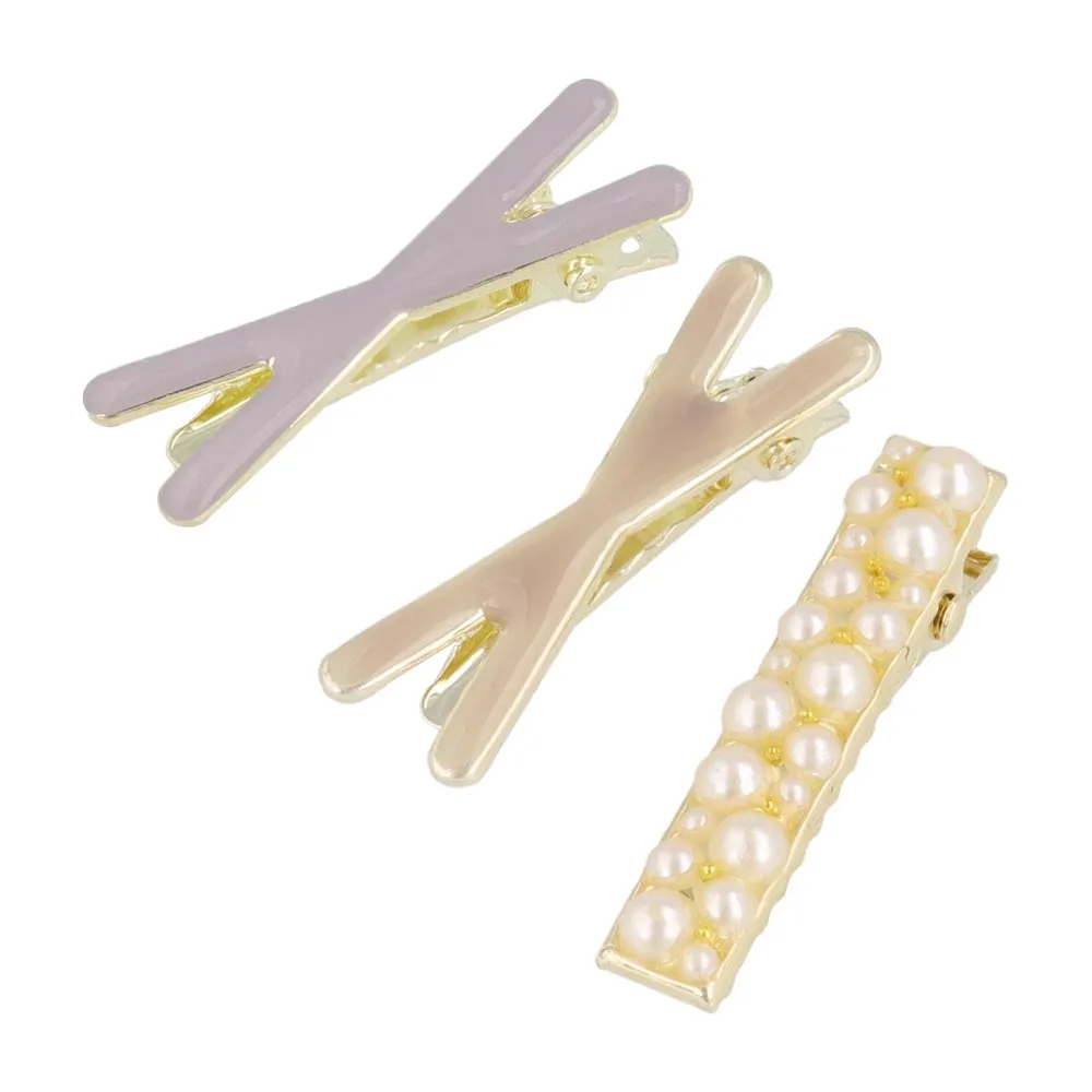 Cross and Pearl Mini Hair Clip Set