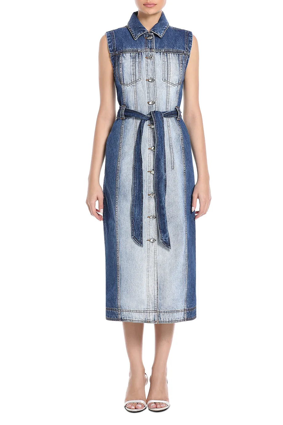 Darcie Two Tone Denim Midi Dress