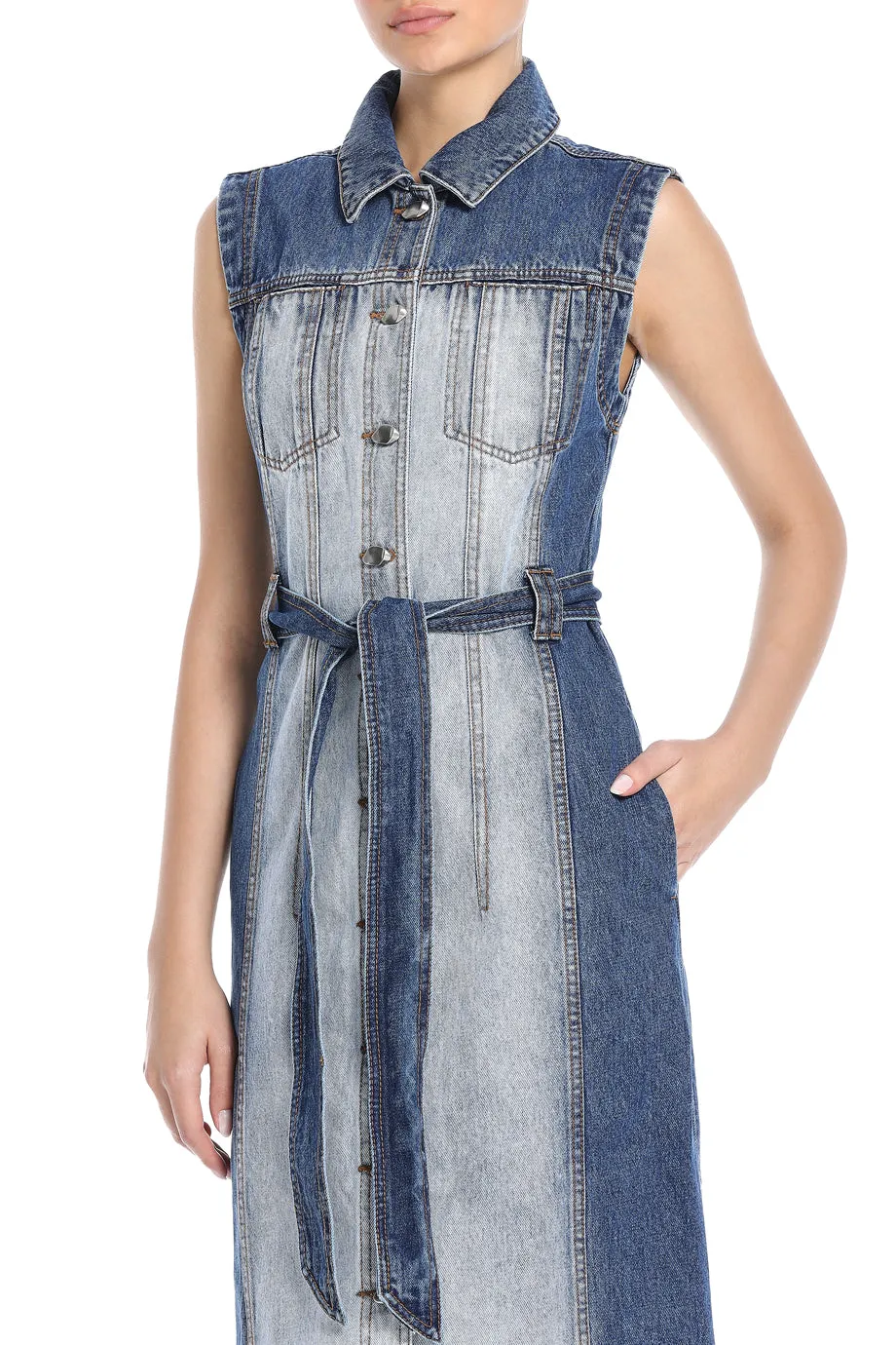 Darcie Two Tone Denim Midi Dress