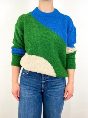 Elle Textured Crew in Cobalt & Clover