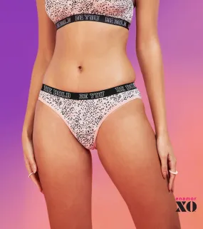 Enamor XO Mid-Rise Cheetah Print Solid Bikini Panty