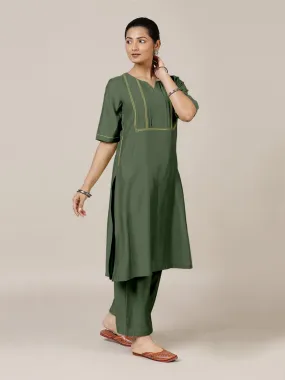 Esha x Rozaana | A Line Kurta in Hunter Green with Thread Work | Coords or Only Kurta