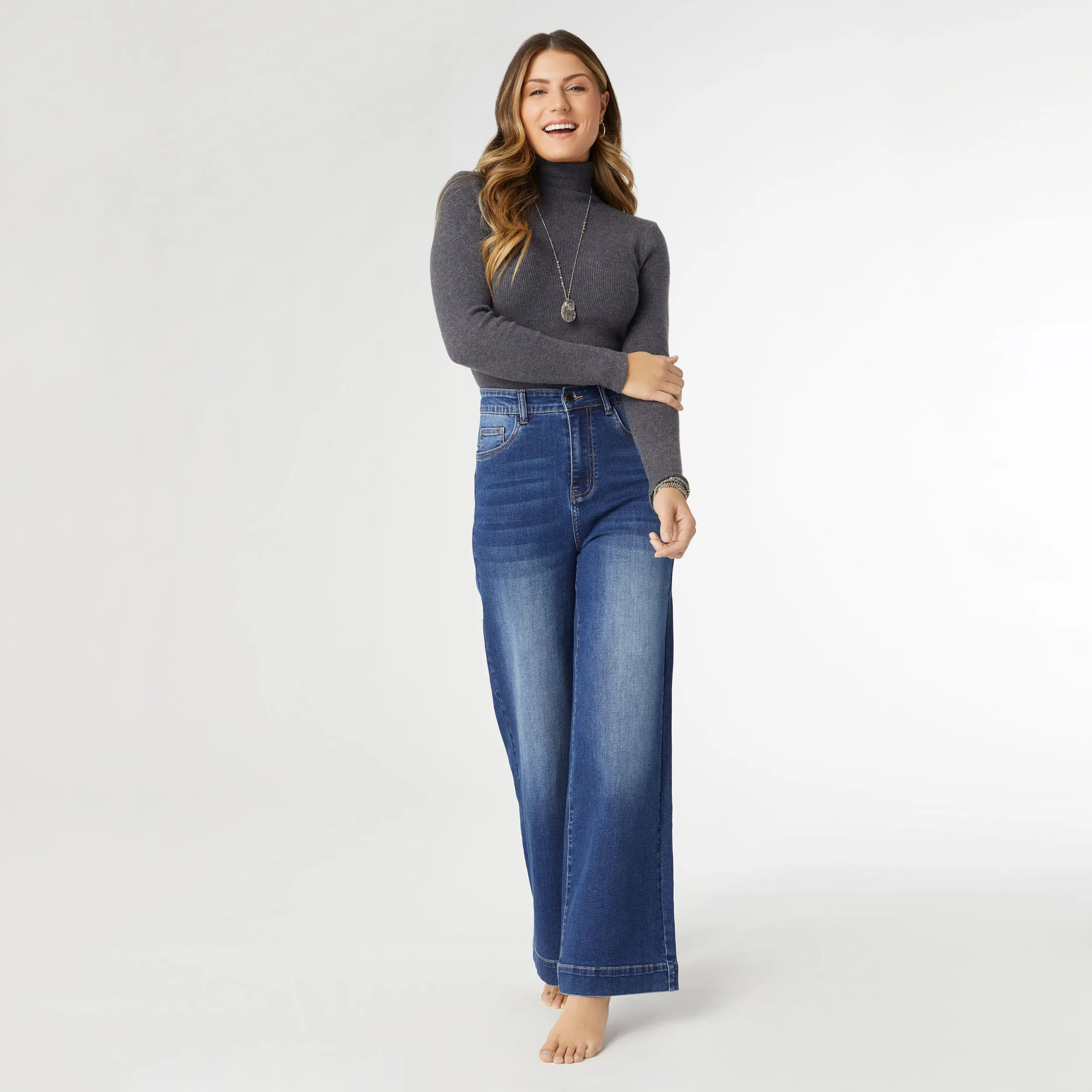 EverStretch High Rise Wide Leg - Dark Denim