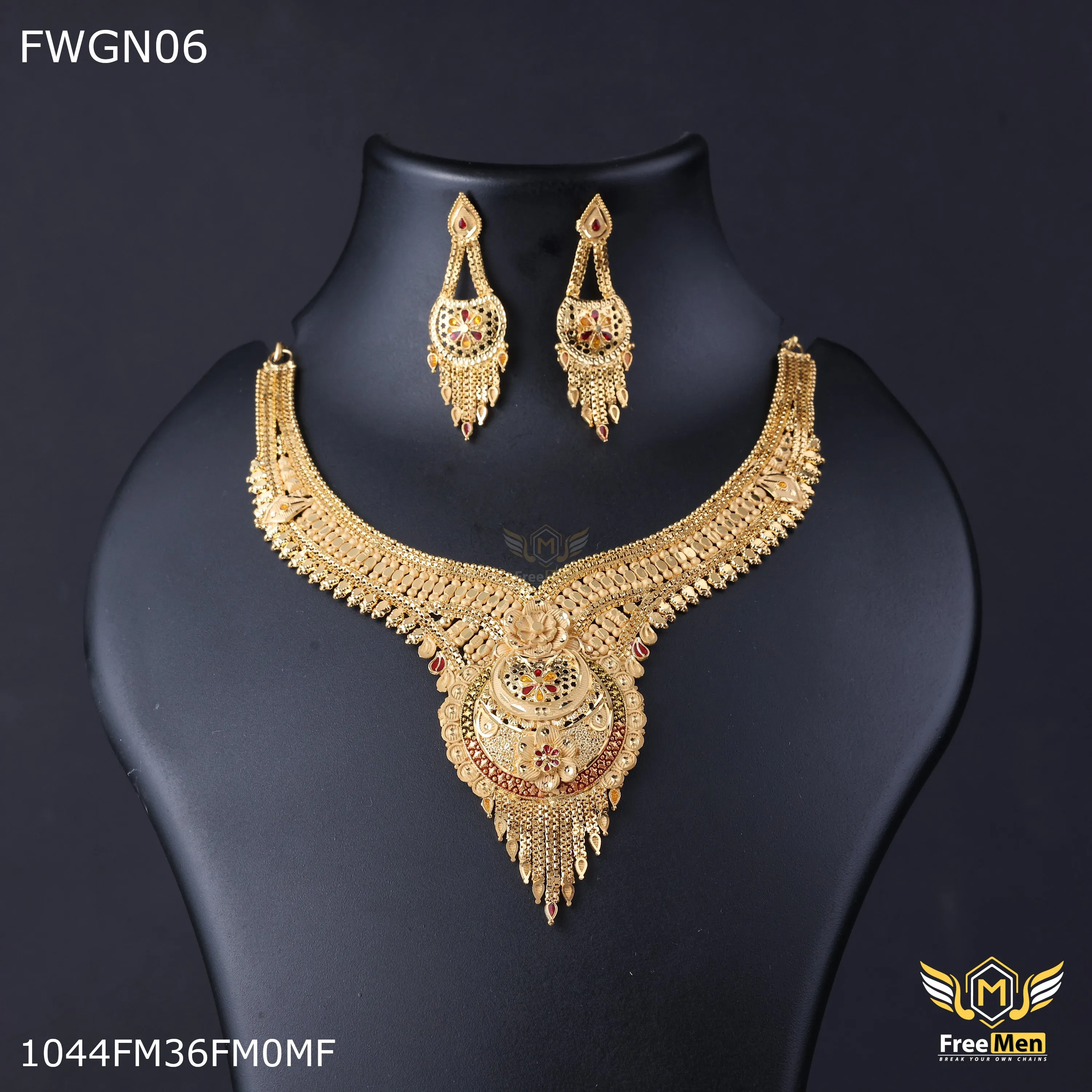 Freemen 1gm Flower desine Necklace With Earring for women - FWGN06