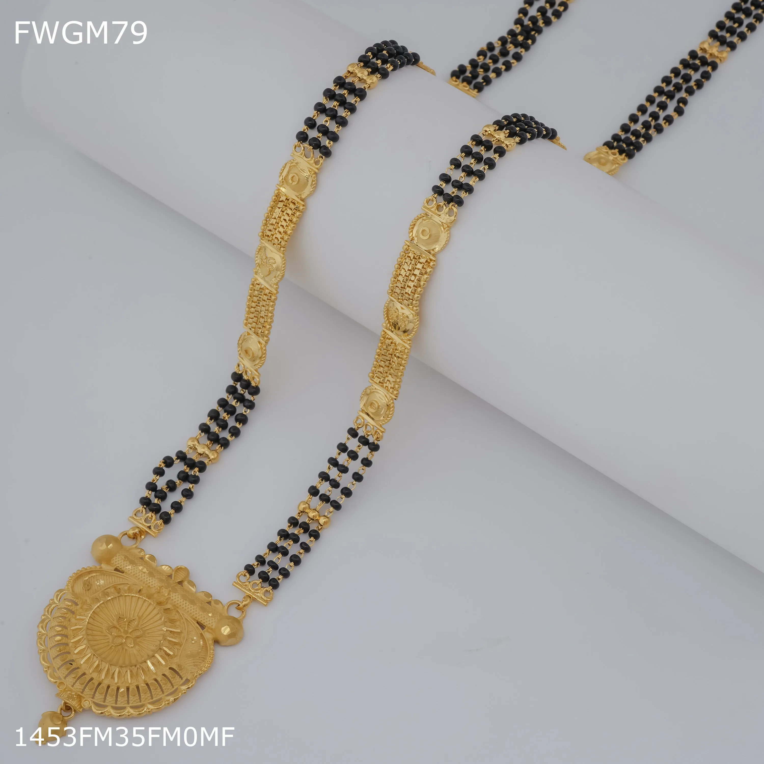 Freemen 1gm Three line round mangalsutra for women - FWGM79