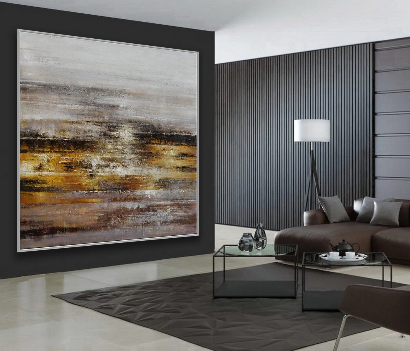 Gray Gold Brown Textured Abstract Artwork Oversized Art for Sale Ap088