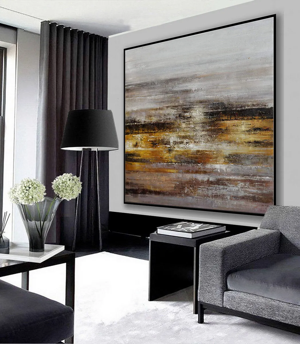 Gray Gold Brown Textured Abstract Artwork Oversized Art for Sale Ap088