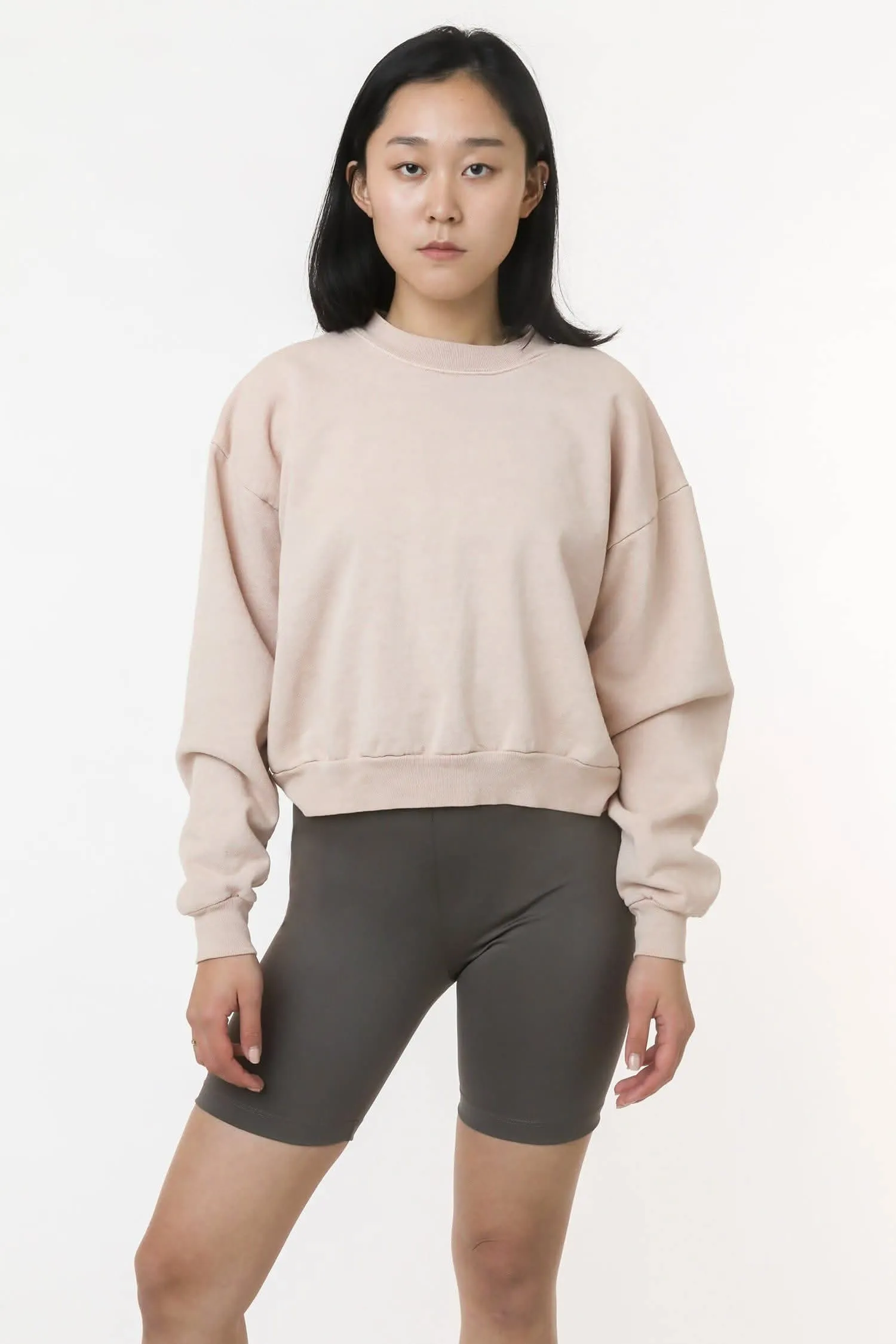 HF06 - Heavy Fleece Cropped Mock Neck Pullover (Pigment Dye)