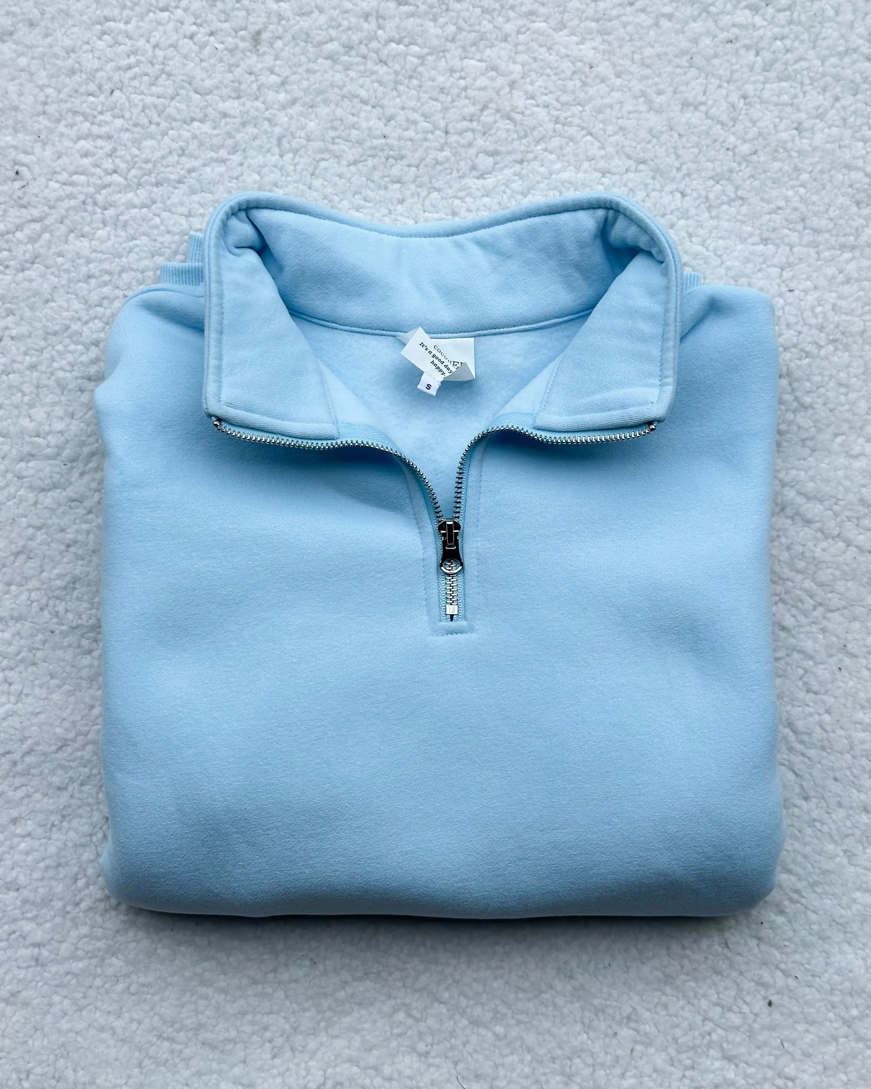 Icy Blue Basic Blank Quarter-Zip Sweatshirt