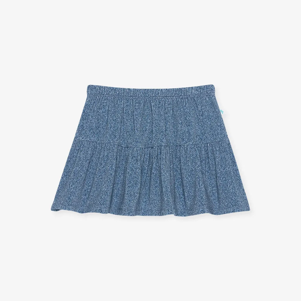 Indigo Denim French Terry Skater Skirt