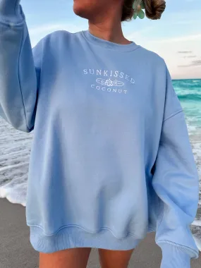 Jess Ocean Blue Embroider Sunkissedcoconut Sweatshirt