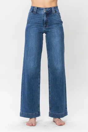 Judy Blue High Waist Double Button Wide Leg Jeans