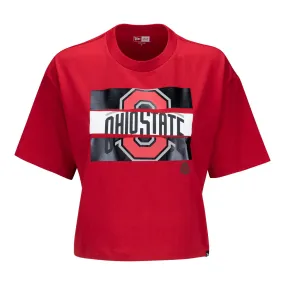 Ladies Ohio State Buckeyes Cropped Foil T-Shirt