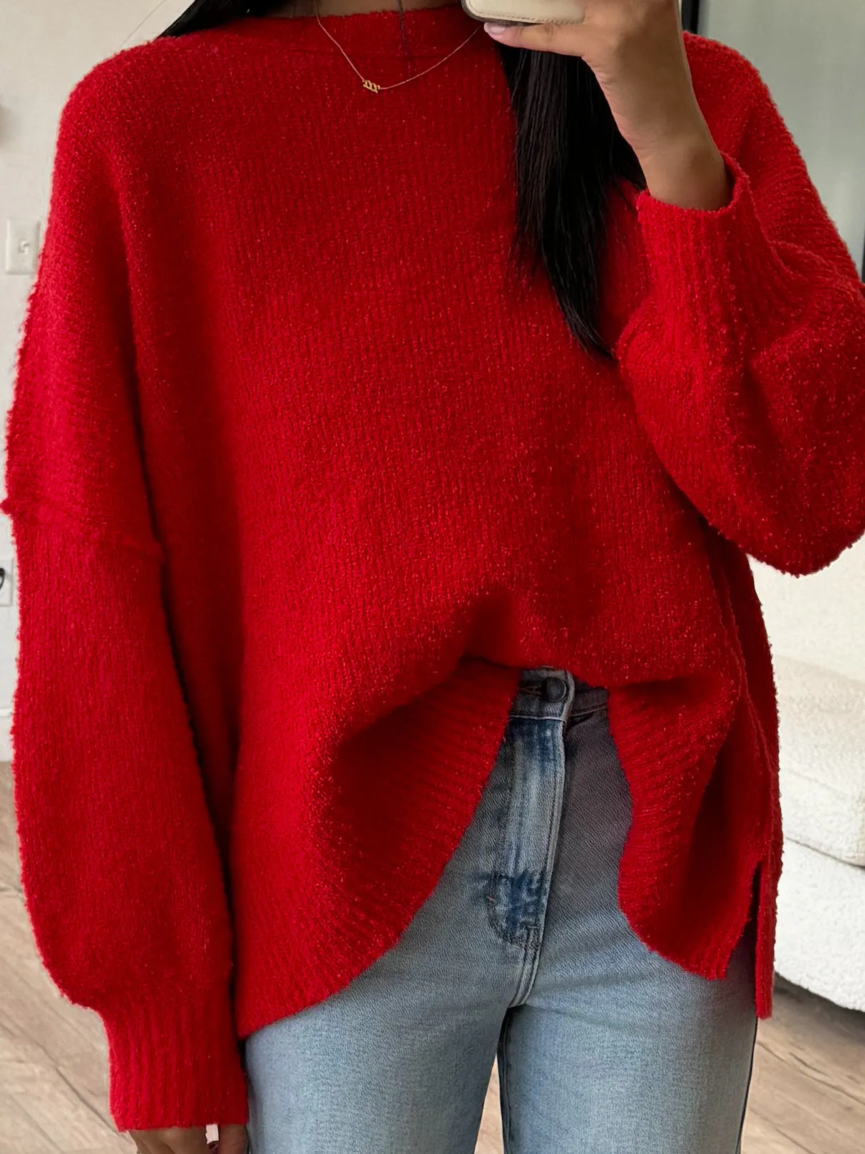 Lev Textured Sweater | Red |  Plus Available