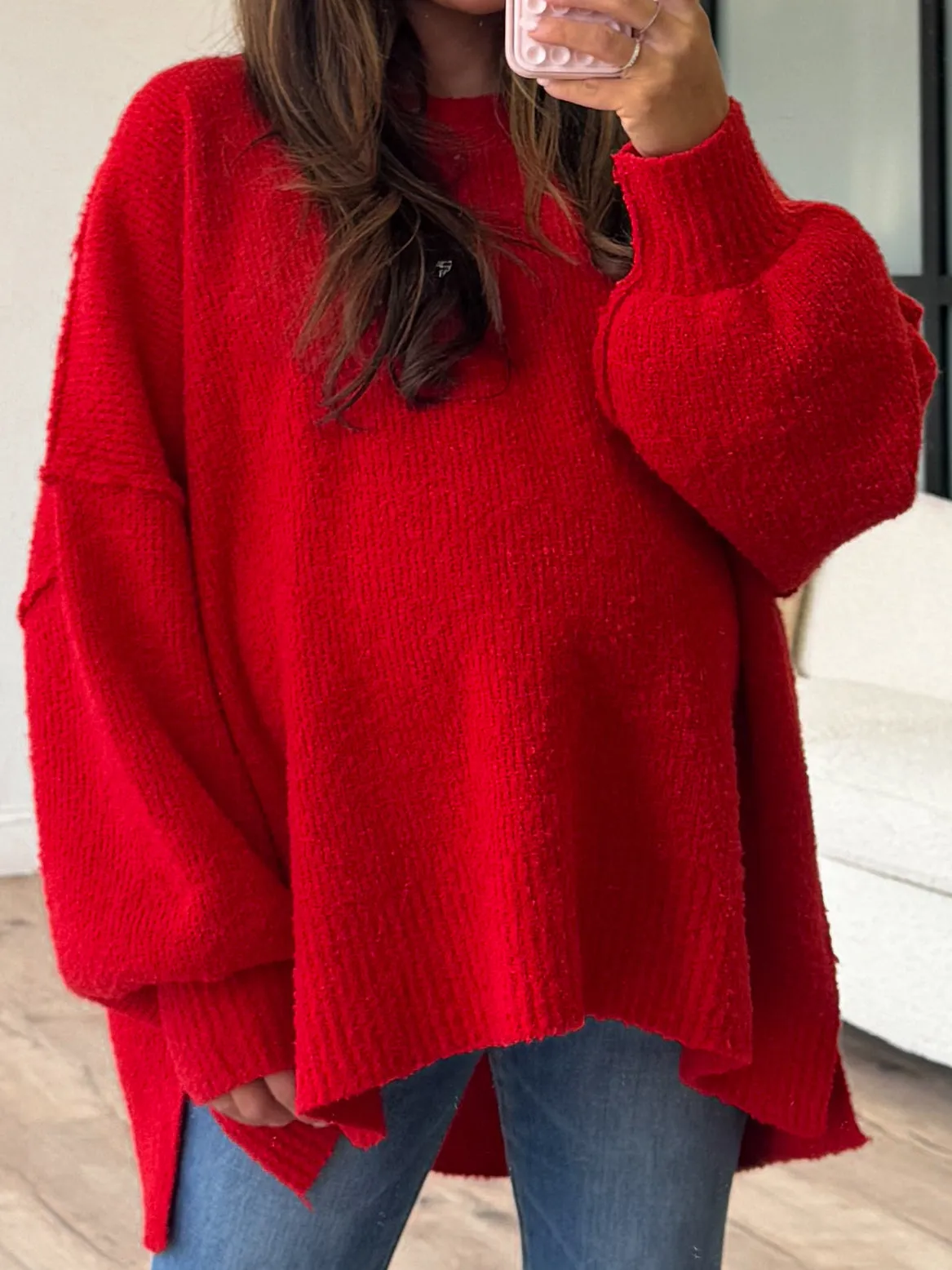 Lev Textured Sweater | Red |  Plus Available