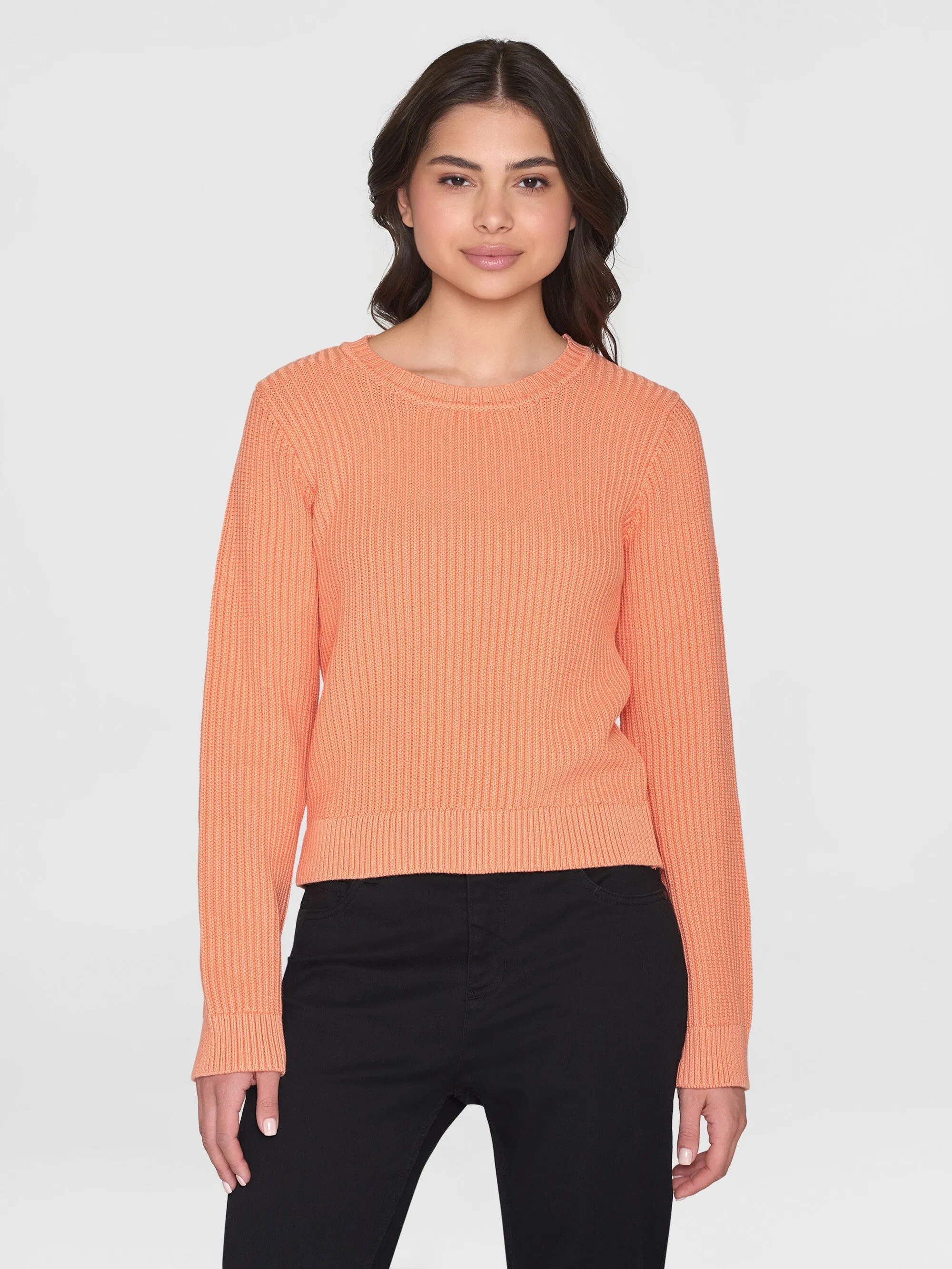 Long sleeve knitted crew neck - OCS/Vegan - Cadmium Orange