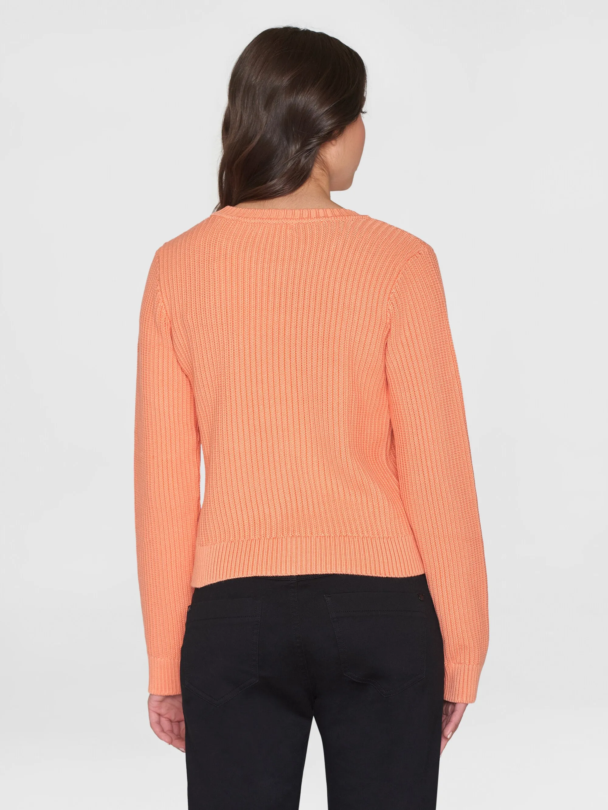 Long sleeve knitted crew neck - OCS/Vegan - Cadmium Orange