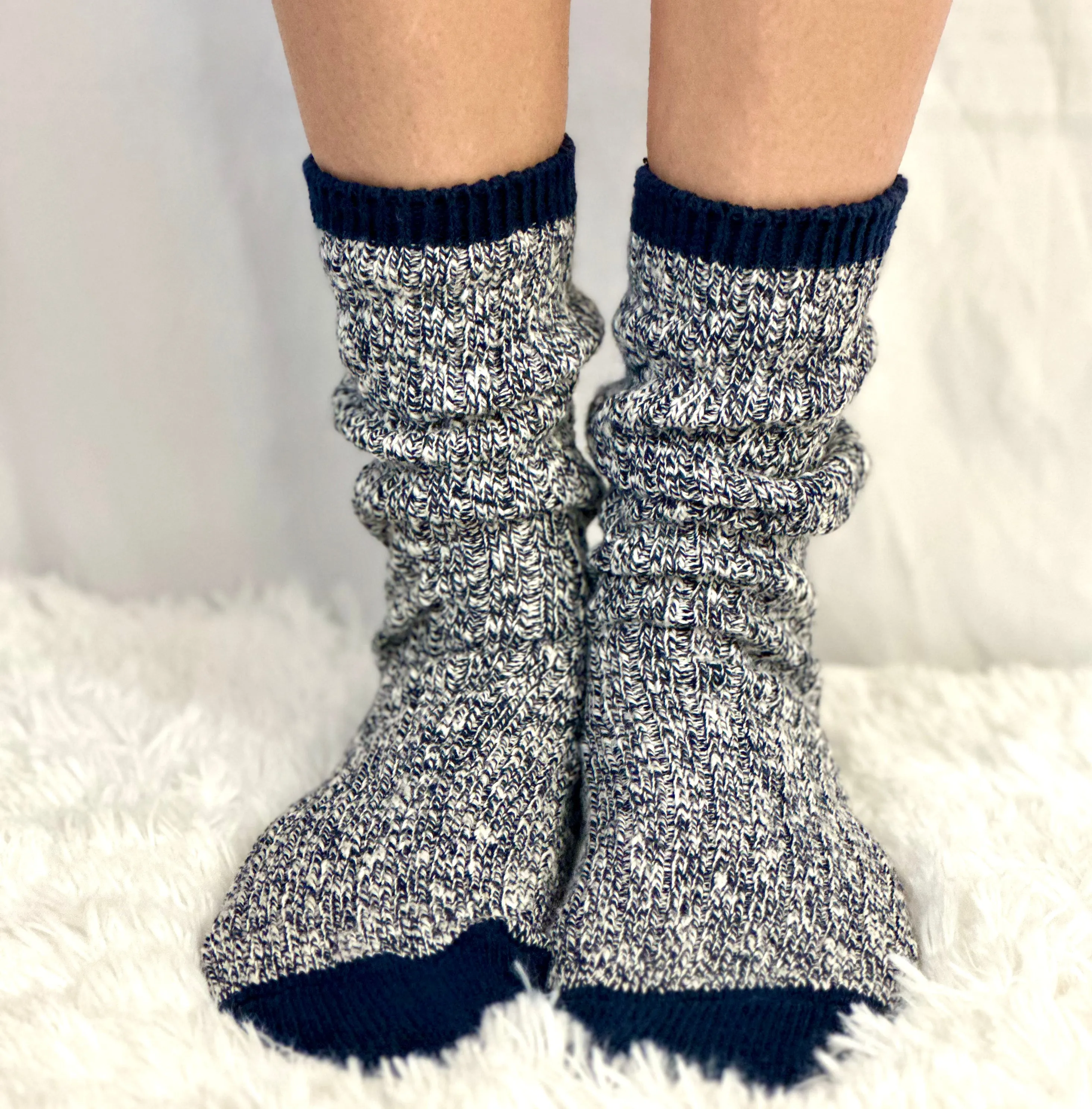 MARLED cotton short boot socks - navy