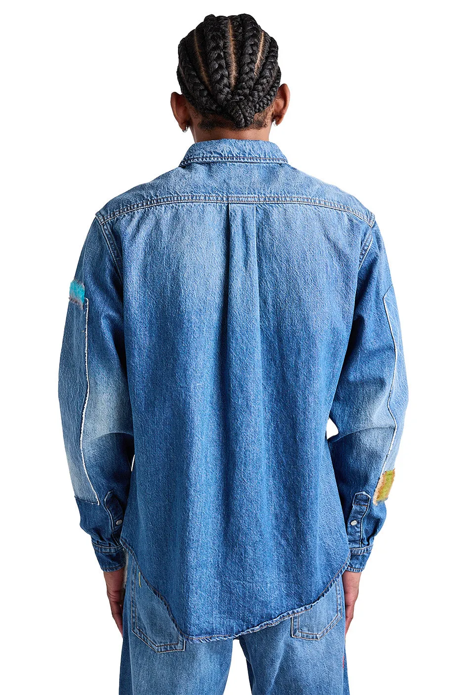 Marni Denim Patchwork Shirt 'Iris Blue'