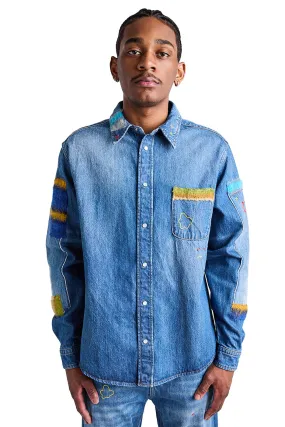 Marni Denim Patchwork Shirt 'Iris Blue'