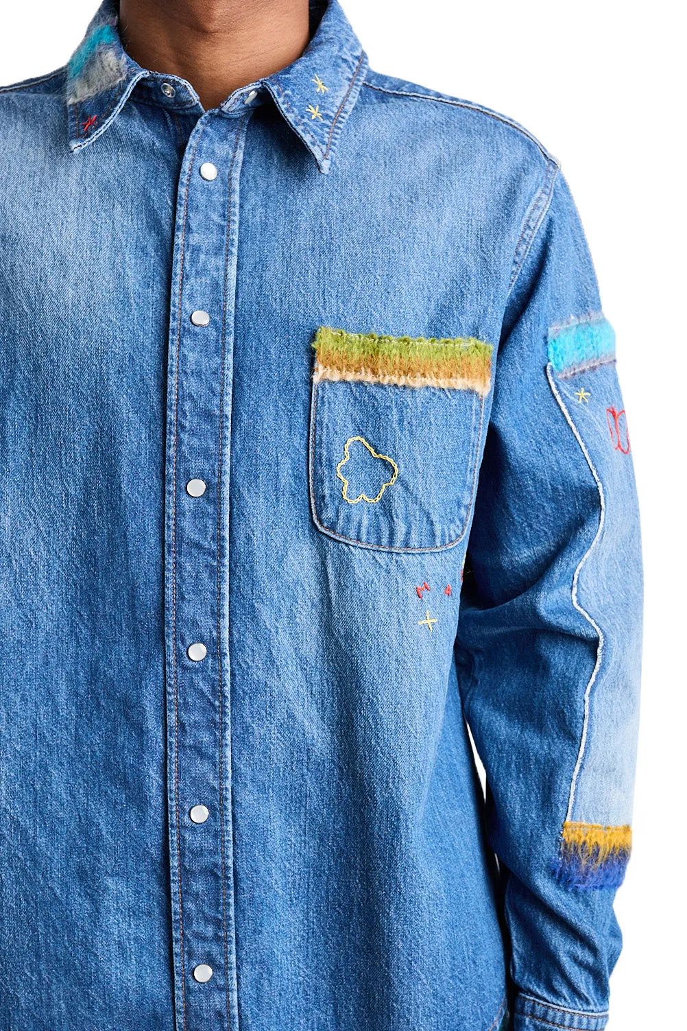 Marni Denim Patchwork Shirt 'Iris Blue'