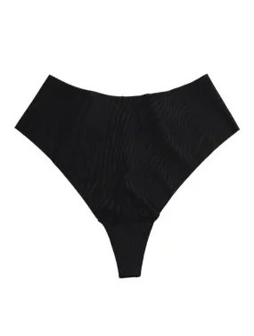 MID RISE SEAMLESS THONG - BLACK