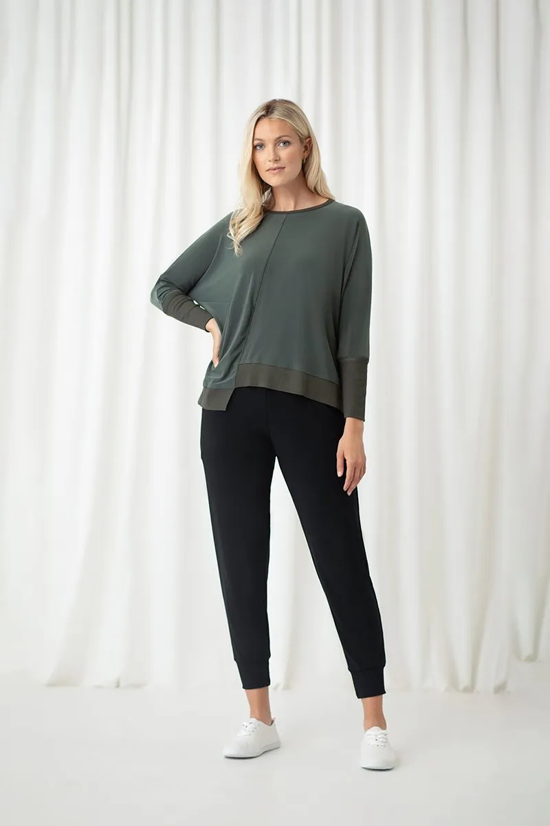 Motion Trim Boxy Top | Melange Olive