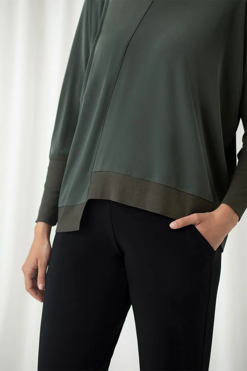 Motion Trim Boxy Top | Melange Olive