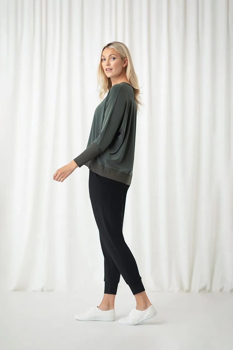 Motion Trim Boxy Top | Melange Olive