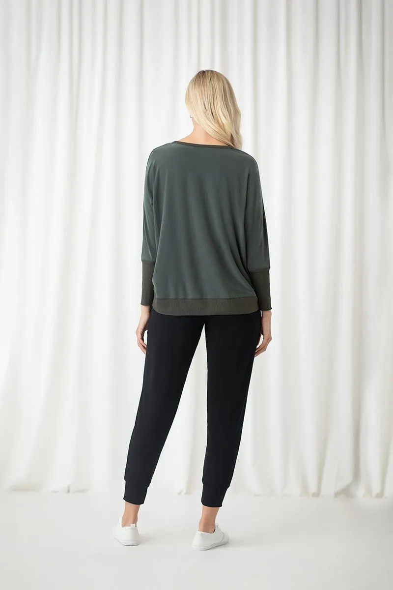 Motion Trim Boxy Top | Melange Olive