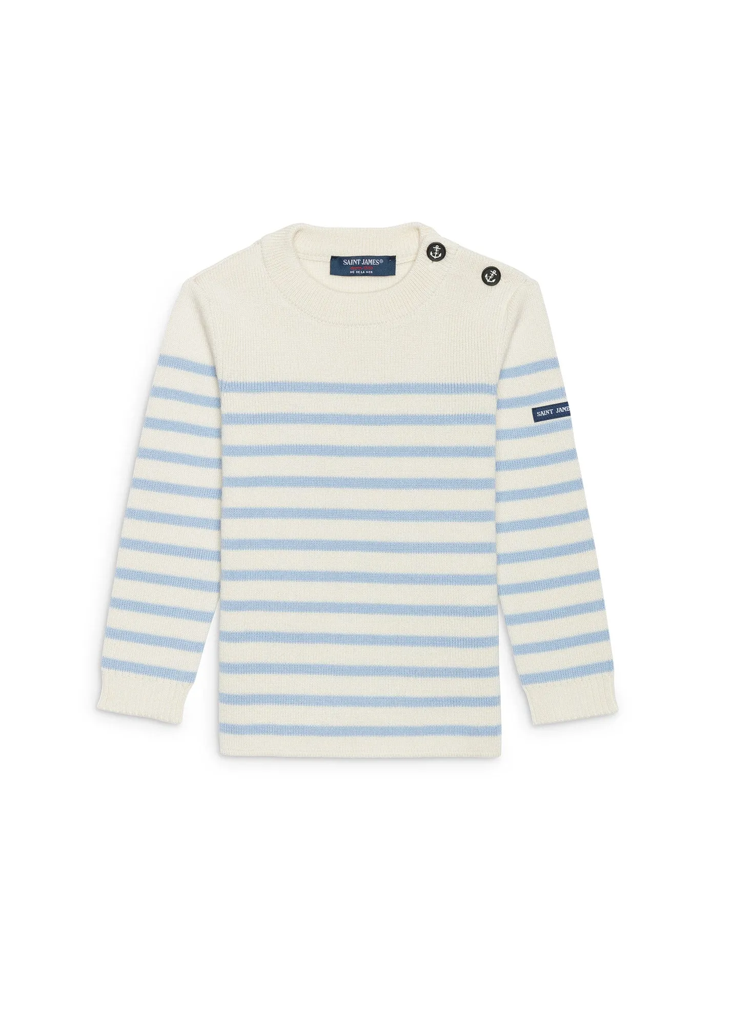 Moussaillon striped sailor jumper for babies - in blended wool (ECUME/CIEL)