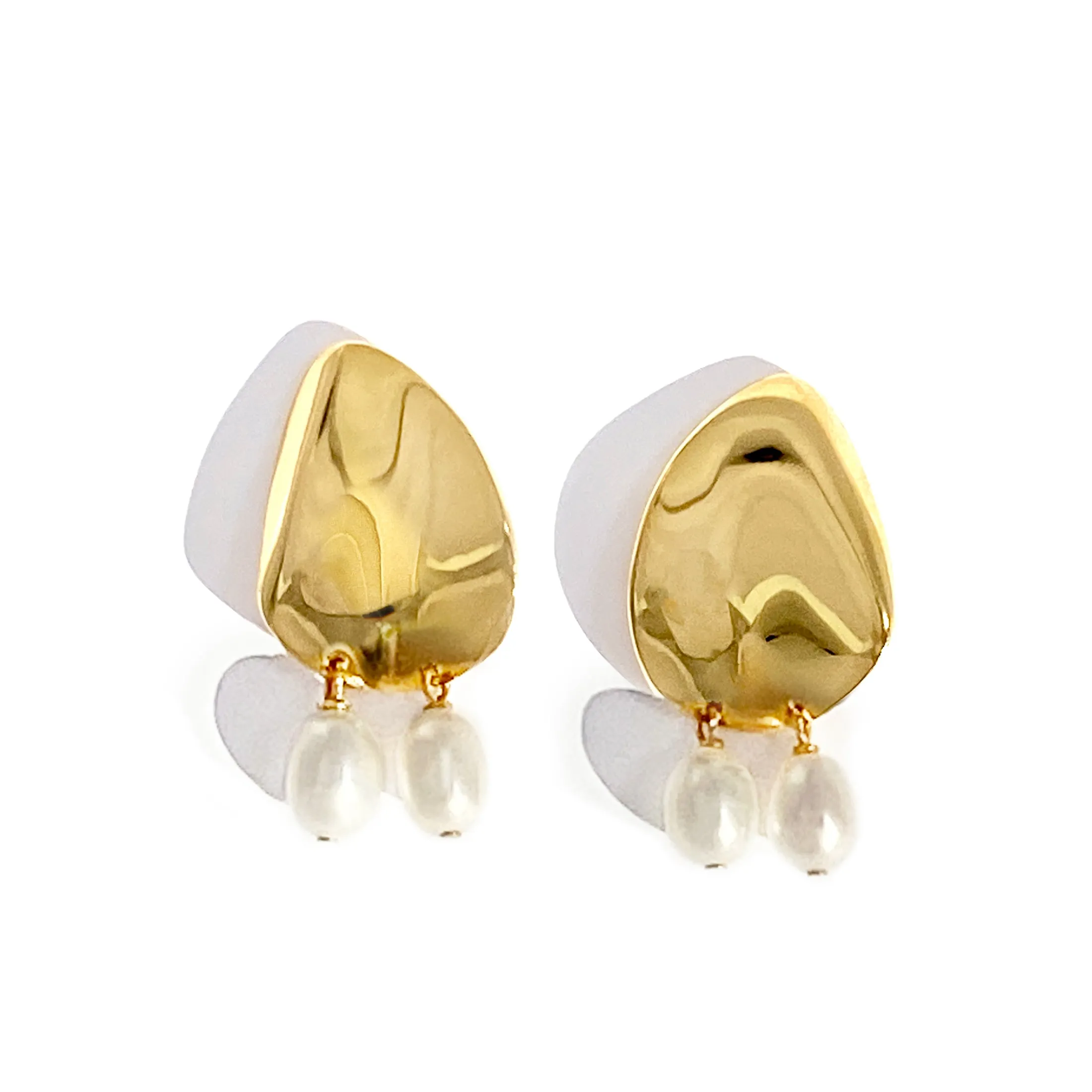 Petal Pearl Studs - Gold