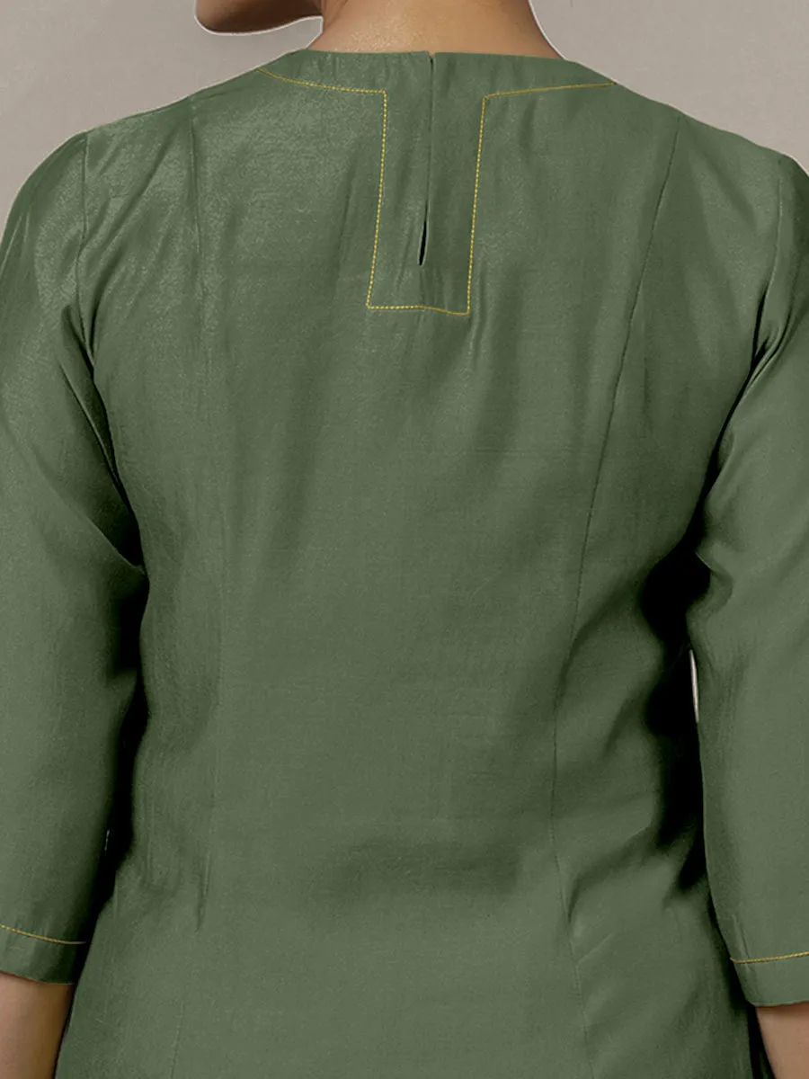 Piya x Rozaana | A Line Kurta in Hunter Green with Thread Work | Coords or Only Kurta