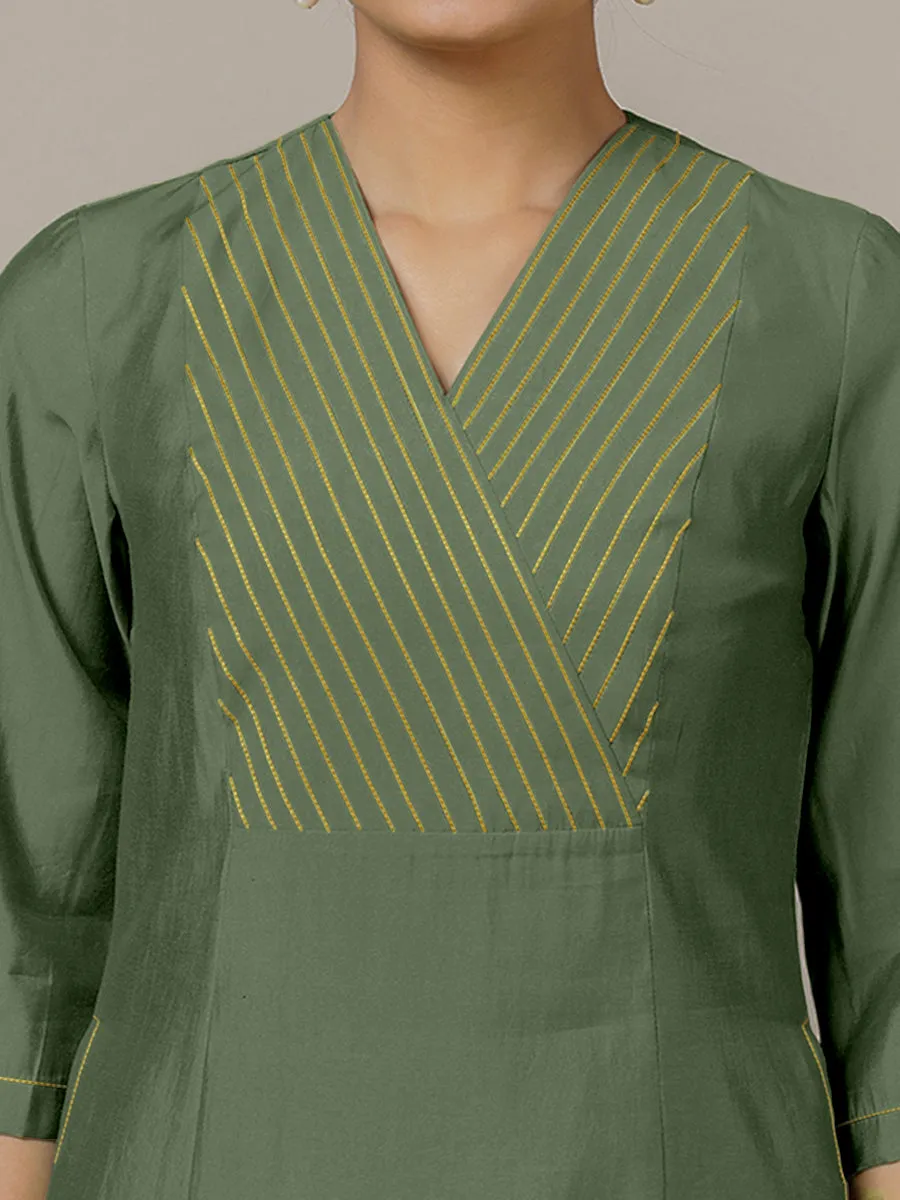 Piya x Rozaana | A Line Kurta in Hunter Green with Thread Work | Coords or Only Kurta