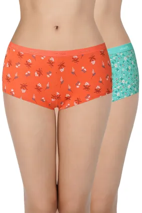 Printed Low Rise Assorted Boyshorts (Pack of 2 Colors & Prints May Vary)